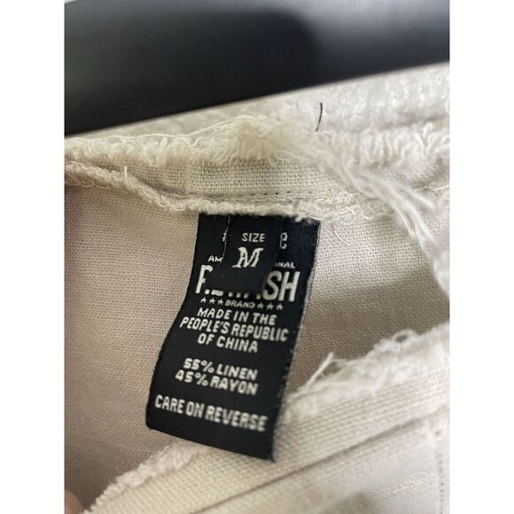 Rewash brand Size M Linen Wide Leg Capri Sailor Button Pants Raw Waist Y2K - Picture 4 of 9